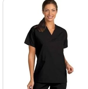 Classic V-Neck Black Short-Sleeve Nurse Top
